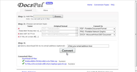 DocsPal Free Online: Hỗ trợ 21 chuyển đổi 21 định dạng không cần phần mềm